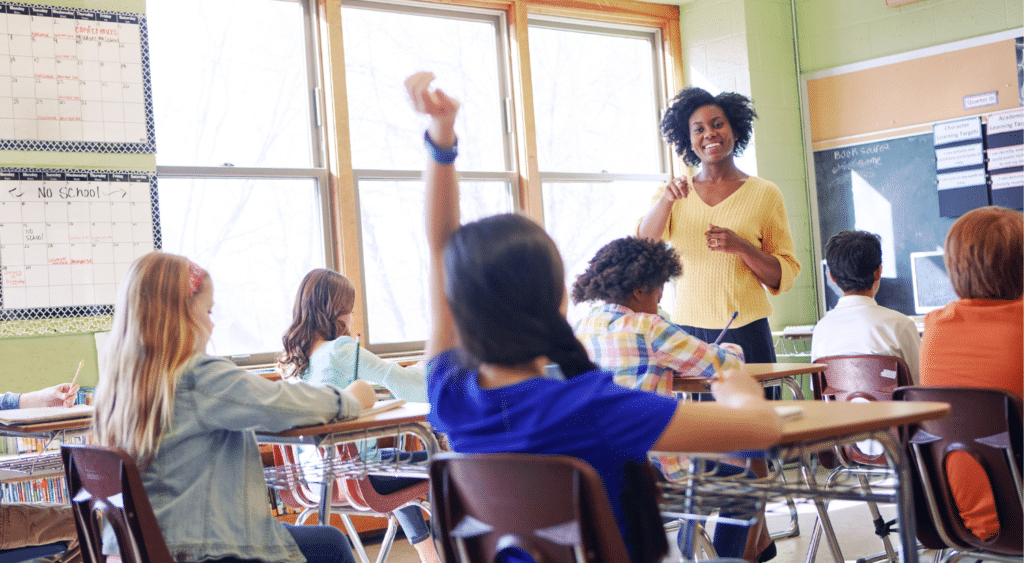 teacher walking around classroom