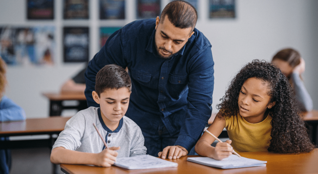 teacher with middle school students