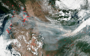 View of wildfires from space